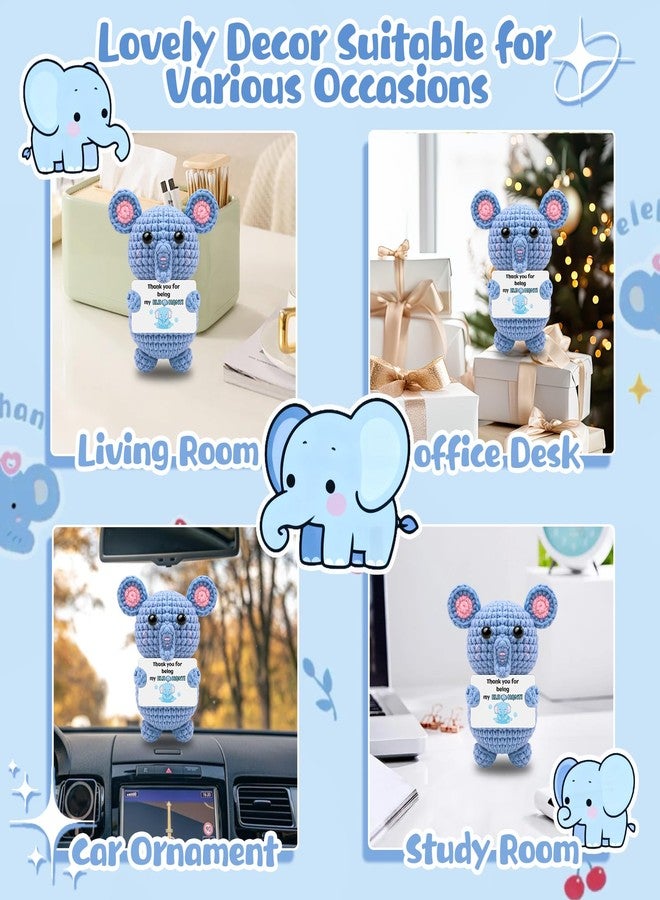 AICHPVOY Stocking Stuffers Handmade Crochet Doll Elephant Inspirational Gifts for Women Emotional Support Thank You Gifts Desk Decor Birthday Gift for Her Sister from Sister Unique for Women - Image 2